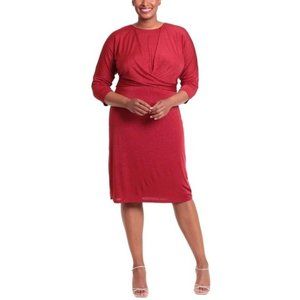 London Times Woman Red Crossover Glitter-Knit Dress formal party glam NEW sz 16W